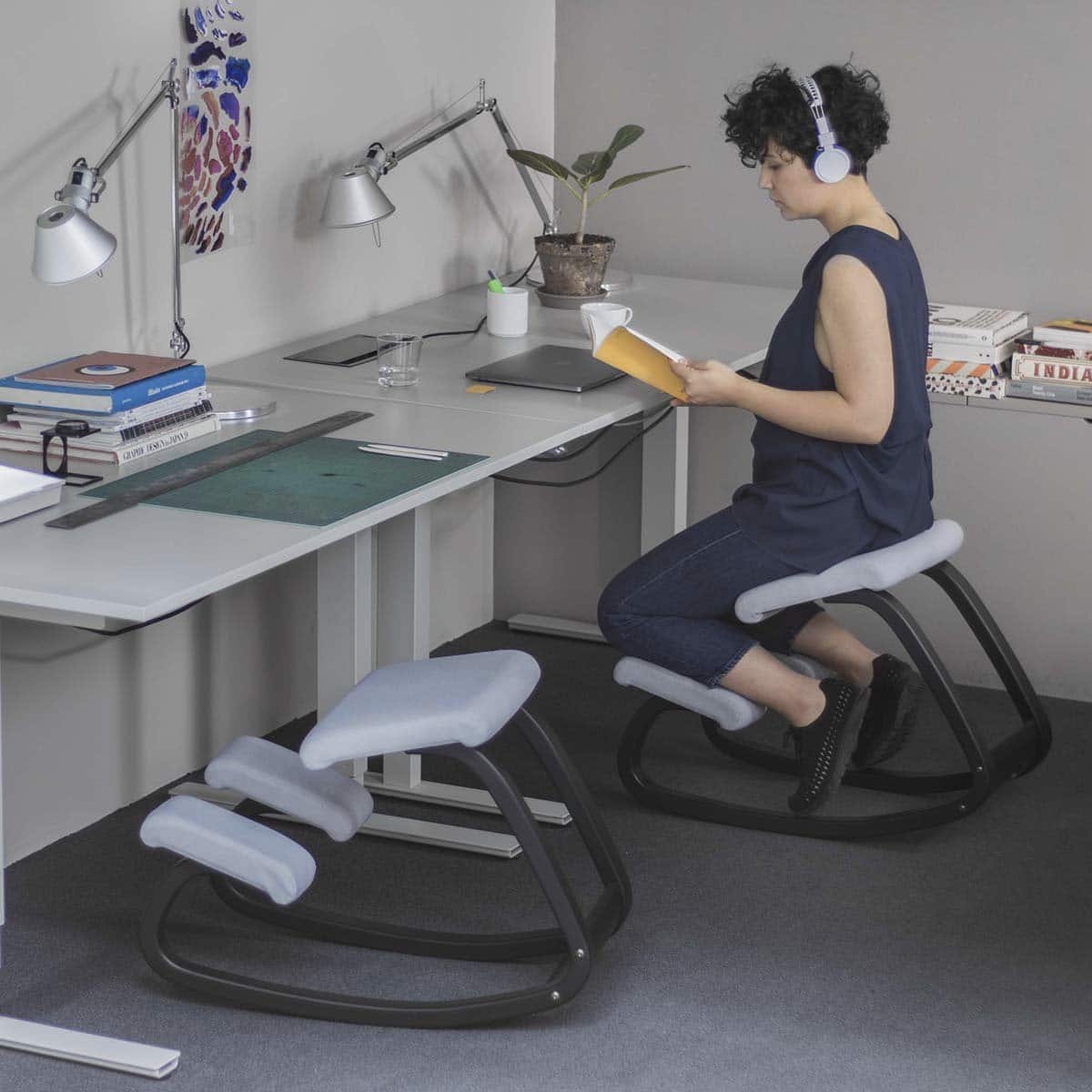 Siège à Genoux Ergonomique HOMCOM En Bois - Réglable 6 Positions, Bascule - Pour Bureau, Améliorer Posture